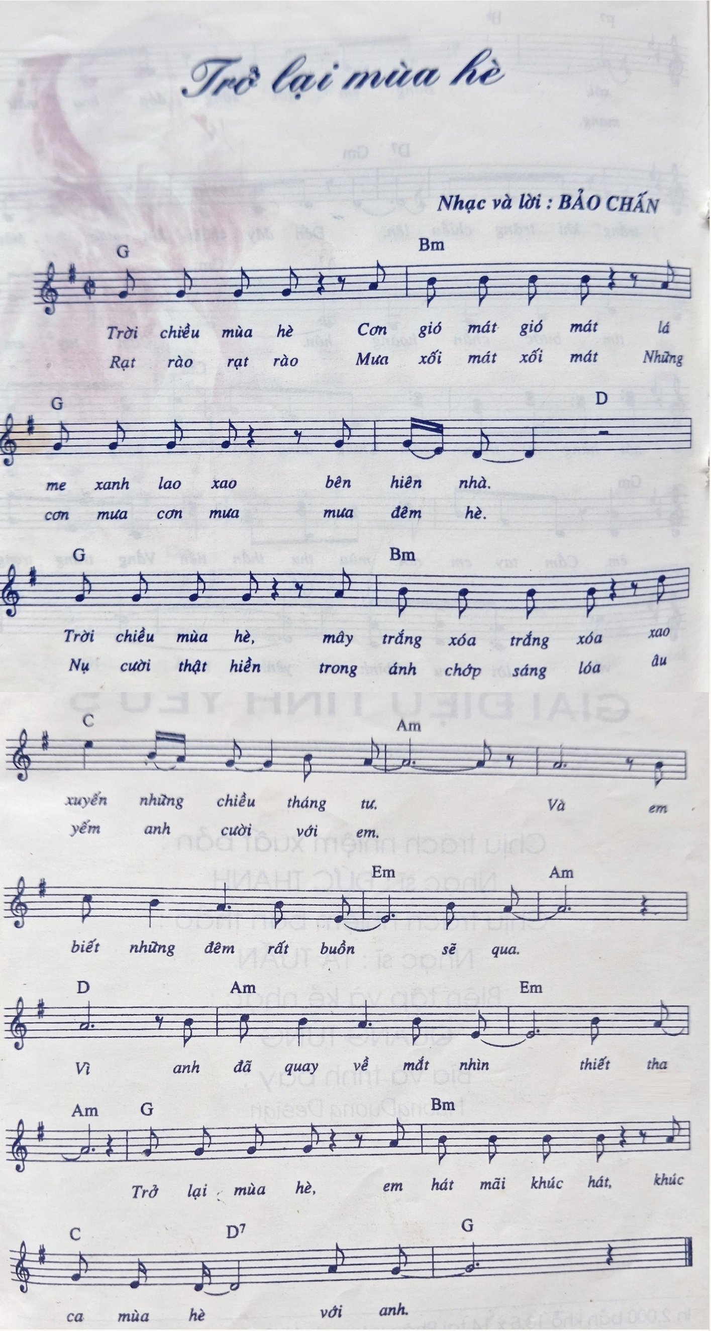 Sheet nhạc Trở Lại Mùa Hè